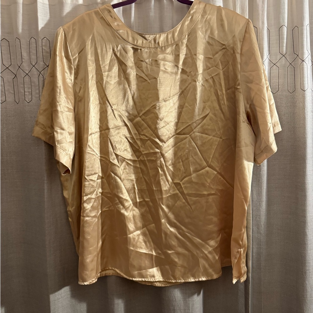 C.S.T studio Women’s Shimmering Gold Blouse With Button in the back